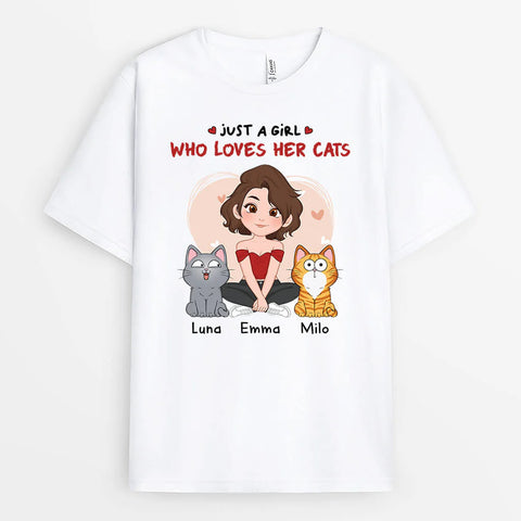Personalized Just A Girl Who Loves Her Cats T-shirt