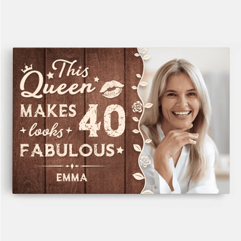 40th birthday gifts for sister- Personalized This Queen Makes 40 Looks Fabulous Canvas