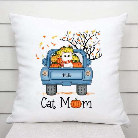 Personalized Cat Mom Halloween Pillow