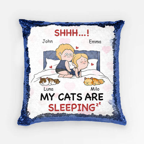 Shhh My Cats Are Sleeping Sequin Pillow