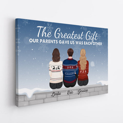 Personalized Christmas Canvas for Sister at Personal House