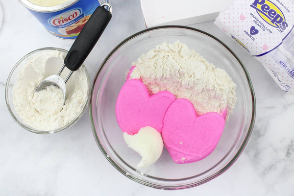 Valentine Heart Peeps Playdough for Ideas on What To Do for Valentine's Day