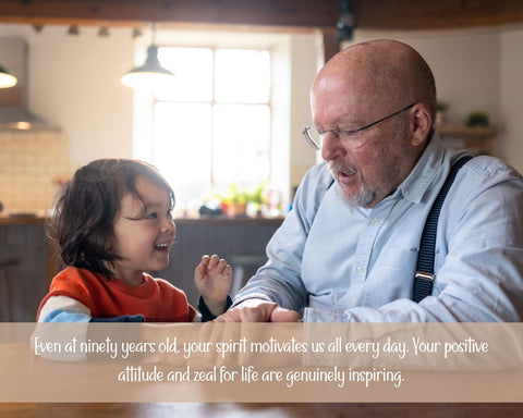 Birthday Grandpa Quotes - Grandpa and Kid Talking in The Kitchen