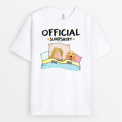 Personalized Official Sleepshirt With Dog T-Shirt for 30th Birthday Present For Sister