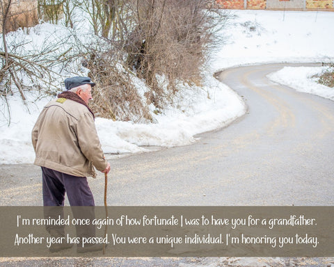 Grandad Birthday Quotes - Old Man on The Snowy Road