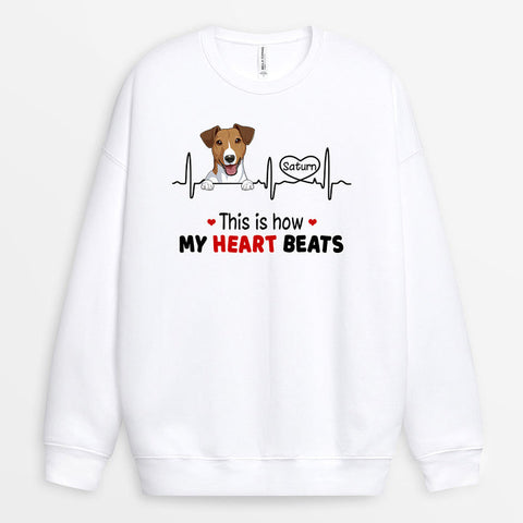 Personalized This Is How My Heart Beats With My Dog Sweatshirt - Dog Mom Custom Gifts[product]