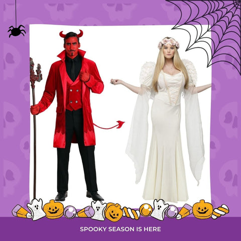 Demon and Angel last minute couples costumes Halloween