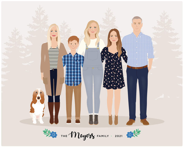 Customized Family Portrait - What to Get Your Sister for Mother's Day