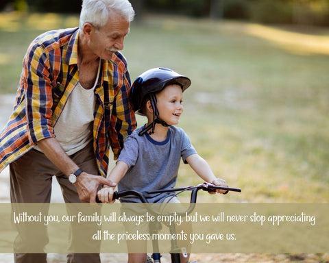 Happy Birthday Quotes for Grandparents - Grandpa Guiding Kid to Ride A Bike
