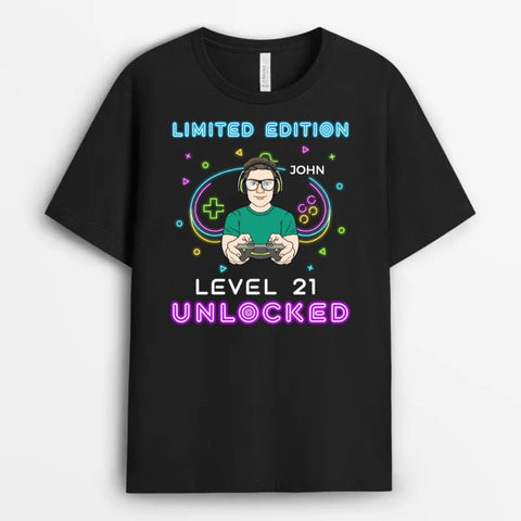 Level 21 Unlocked T-Shirt As 21st Birthday Shirt For Him