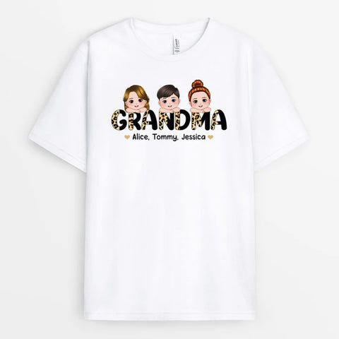 Personalized Grandma Leopard T Shirts as Mother's Day Gift For New Grandma[product]