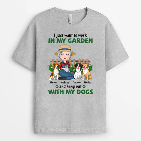 Personalized I Just Want To Work In My Garden With My Dogs T-Shirt as Mother's Day Gifts Ideas For Grandma[product]