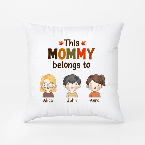 mothers day gifts for friends personalized pillow with her kids, autumn theme[product]