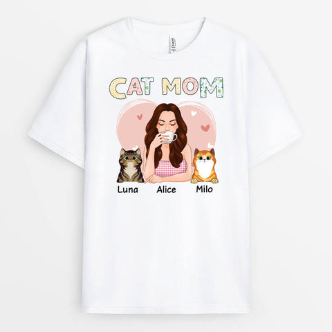 Custom Cat Mom T-shirt As Mother's Day Gift For Boyfriends Mom