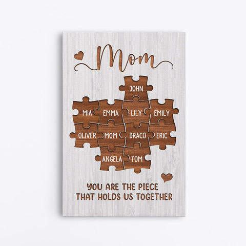 Personalized Mom/Grandma You Are The Piece That Holds Us Together Canvas
