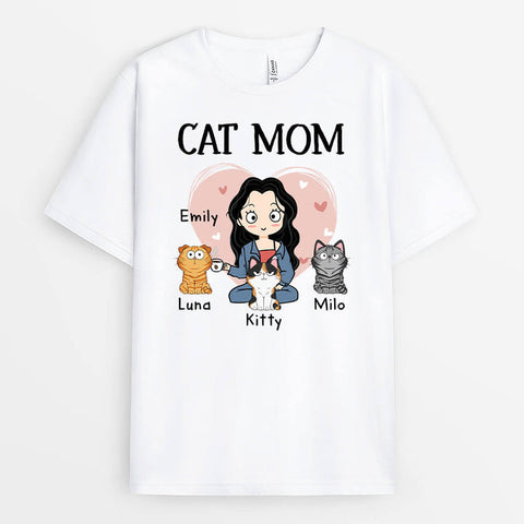 Personalized Cat Mom T-shirt as Church Gift Ideas For Mother's Day[product]