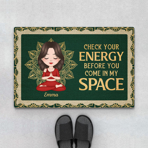 Personalized Check Your Energy Before You Come In My Space Doormat as Church Gift Ideas For Mother's Day[product]