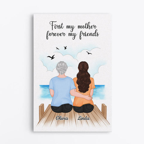 Personalized First My Mother forever My Friends Canvas with mother and daughter quotes