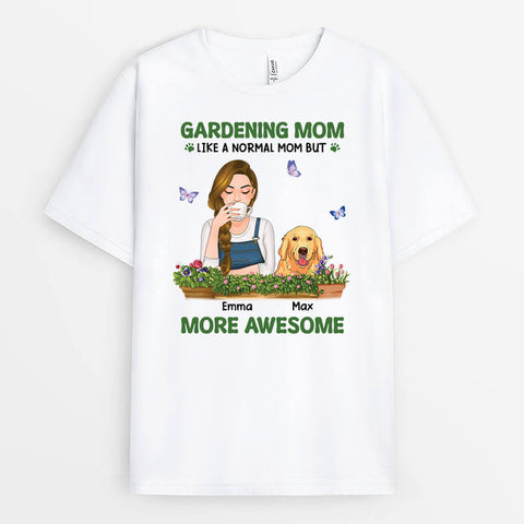 Gardening Dog Mom T-shirt With Mother's Day Message From Son