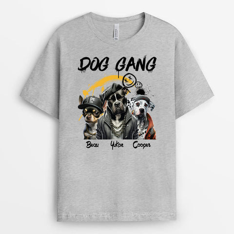 Custom Hip Hop Dog Gang T-shirt As Doggy Fathers Day Gifts[product]