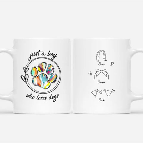 Personalized Just A Boy Who Loves Dogs Mug
