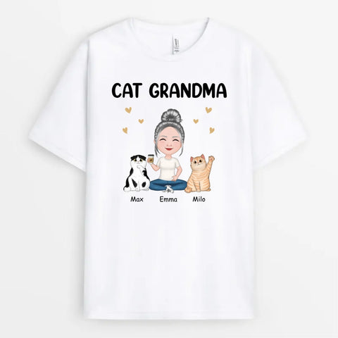 Personalized Lovely Cat Mom T-Shirt on Mother's Day For Grandma[product]