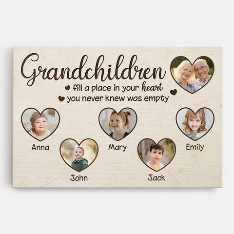 Personalized Lovely Grandchildren Fill A Place In Your Heart Canvas-ideas for family reunion gifts