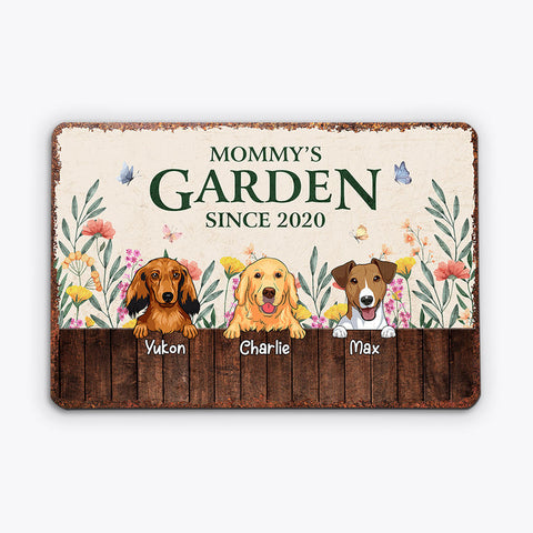 Personalized Beautiful Mommy/Grandma Garden Since With Dogs Metal Sign - Mom Dog Gifts[product]