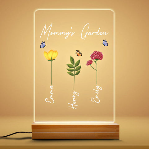 Personalized Mommys Garden 3d Led Light gift that start with a t