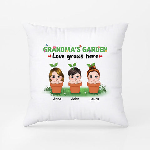 Personalized Grandma's Garden Pillow as Kids Mothers Day Gifts[product]