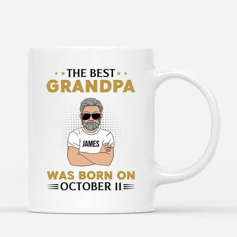 Personalized The Best Grandpa Was Born On Mug - Birthday Messages for Grandad