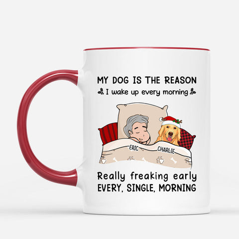 Personalized My Dog Is The Reason I Wake Up Mugs 21st Birthday Presents For Him