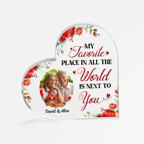 Personalized My Favorite Place In All The World Is Next To You Acrylic Plaque best gift for elderly couple