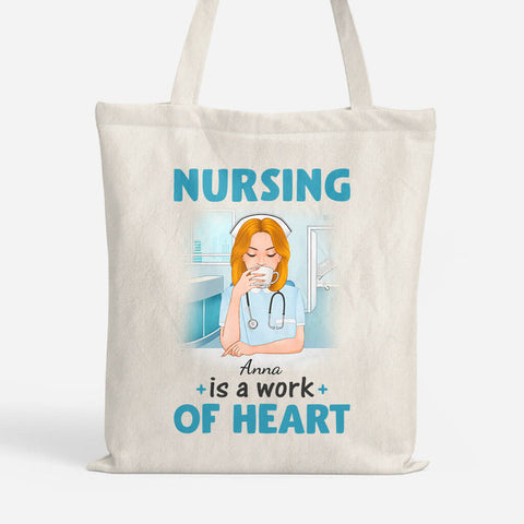 Gift Ideas For Graduating Nurses - Personalized Nursing Is A Work Of Kind Heart Tote Bag[product]