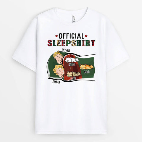 Sleepshirt Couple with Pets T-shirt - 32nd Wedding Anniversary Gift[product]