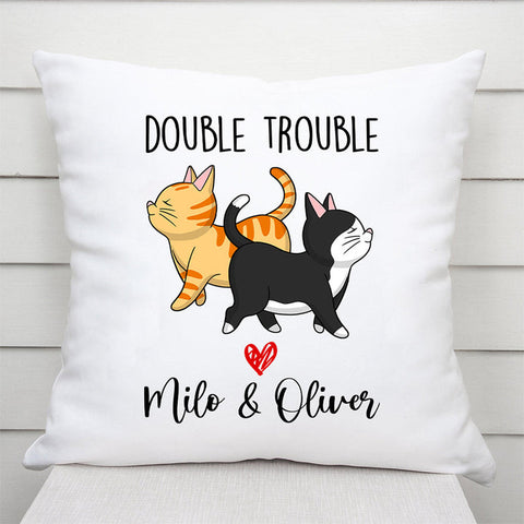 Double Trouble Walking Cat Pillow With Funny Graduation Comments[product]