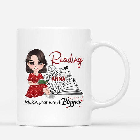 Personalized Reading Makes Your World Bigger Mug for Gift Ideas For Sweet 16 Daughter