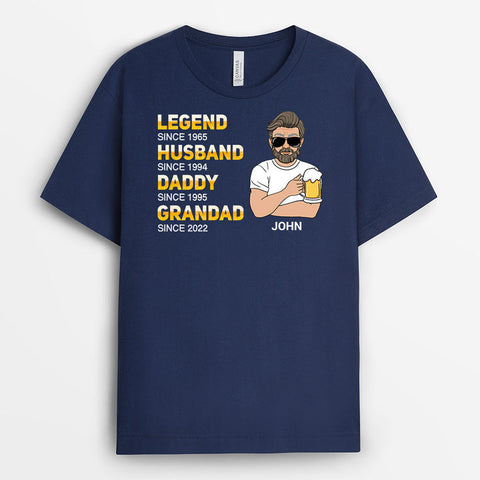 Personalized Legend Since T-Shirt - Birthday Messages for Grandad