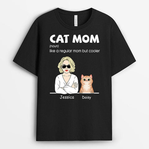 Personalized Cat Mom A Regular Mom But Cooler T Shirts as Friend Mothers Day Gift[product]