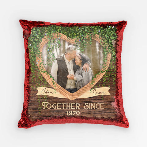 Personalized Together Since Sequin Pillow 60th wedding anniversary gift for parents