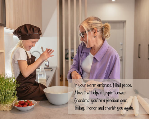Poems for Your Grandma on Mother's Day - Grandma and Kid Making Cake