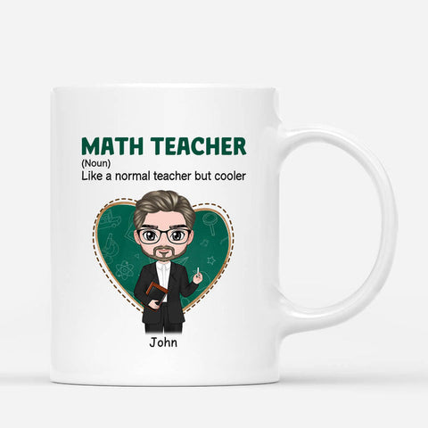Personalized Like Normal But Cooler Teacher Quotes Mugs with Teacher’s illustration and heart background[product]