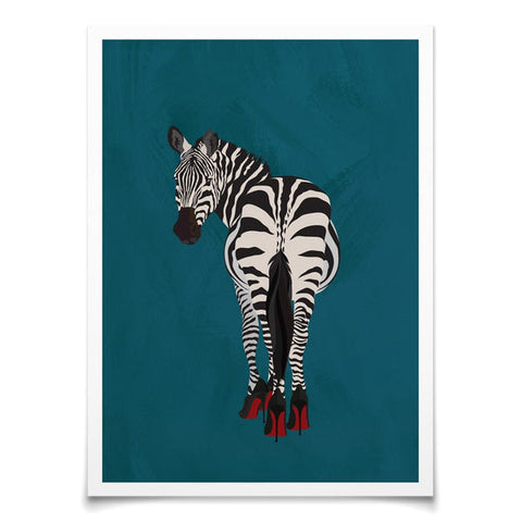 Turquoise Zebra Wearing Heels