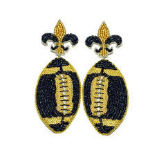 new orleans saints earrings golden lily fleur de lis football beaded earrings