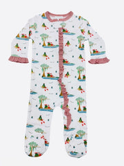 christmas pajamas holiday pjs lulu bebe santa's bayou girls footed pajamas