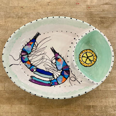 jan salzer art blue purple shrimp platter