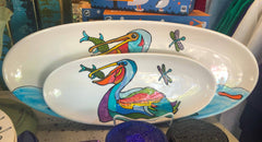 jan salzer art pelican large french bread platter