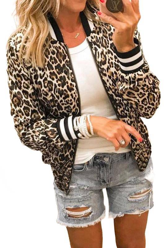 Supreme Fashion Leopard Print Zip Up Jacket – Little Miss Muffin