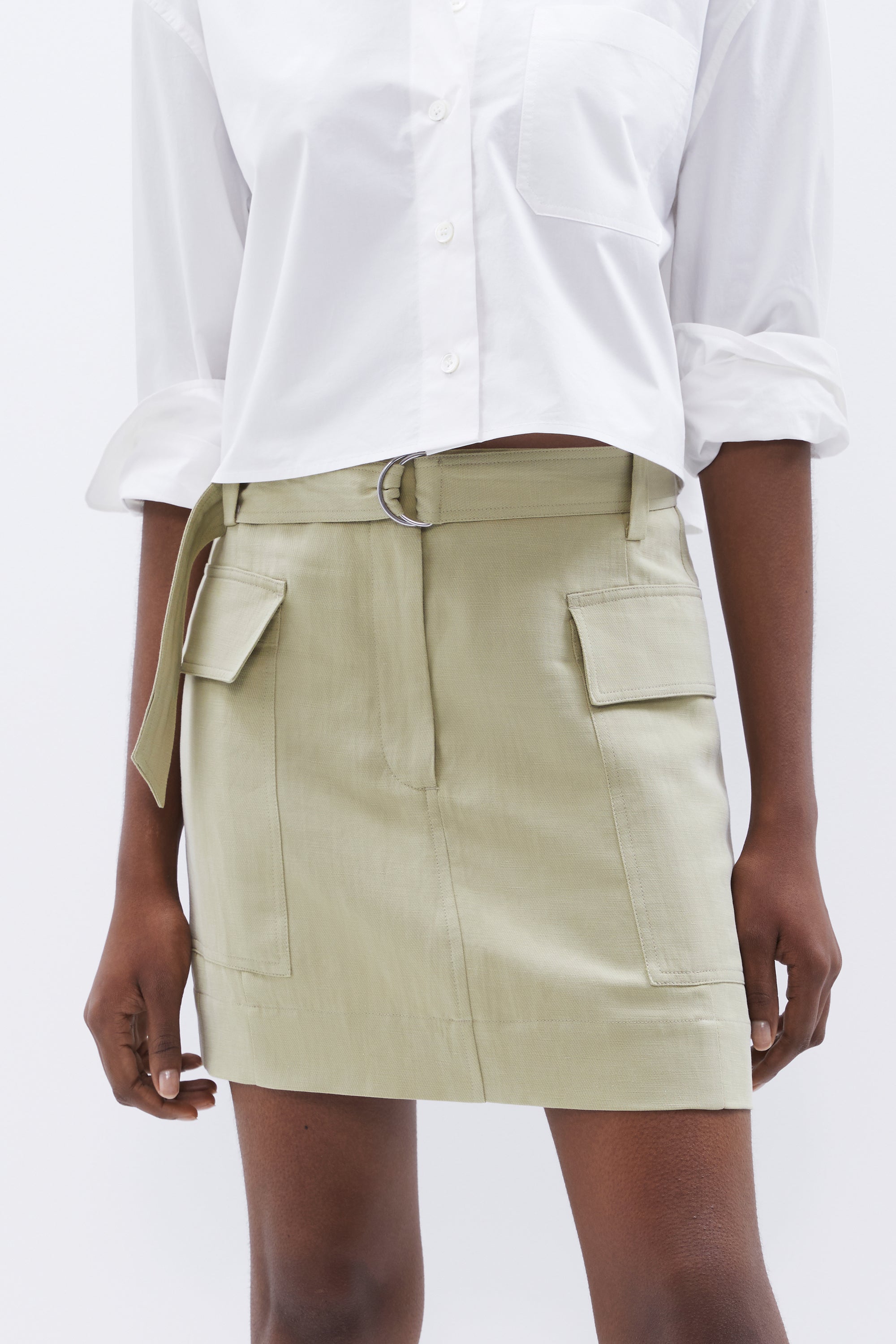 Linen Blend Utility Skirt