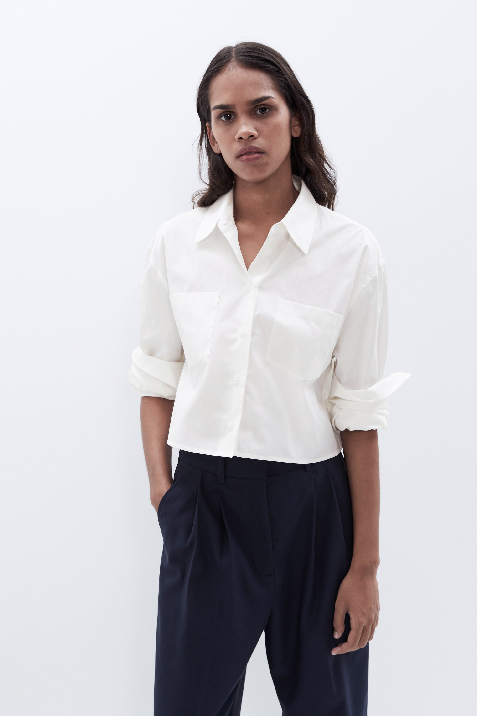 Cropped Cotton Shirt | Unison Label